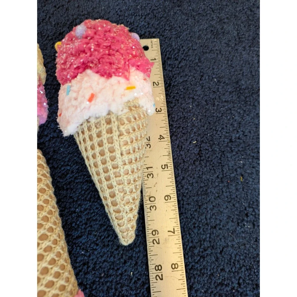 Lot‎ of 13 Ice Cream Cone Christmas Ornaments Pink Yellow Glitter Waffle Cone 7